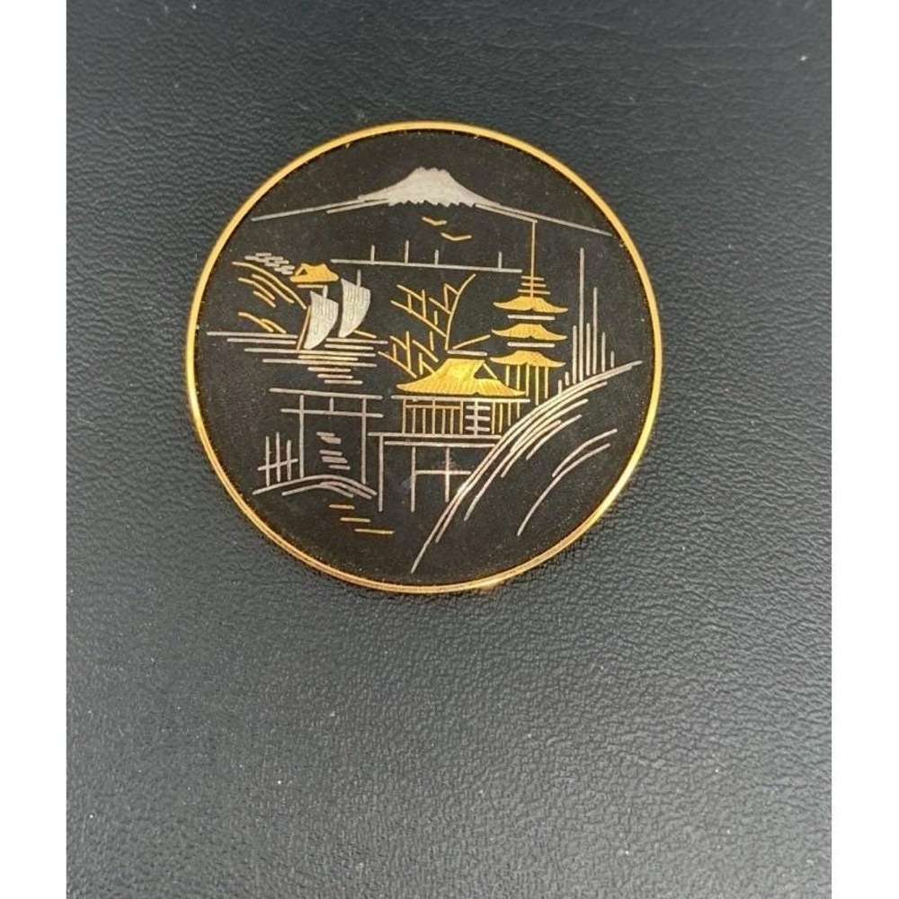 Vintage Amita Japan Damascene Brooch